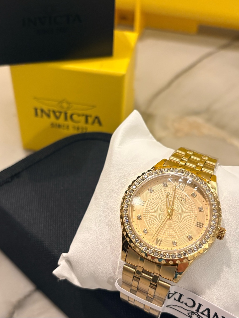 Invicta Gold-Tone Men's Crystal Accent Bracelet Watch